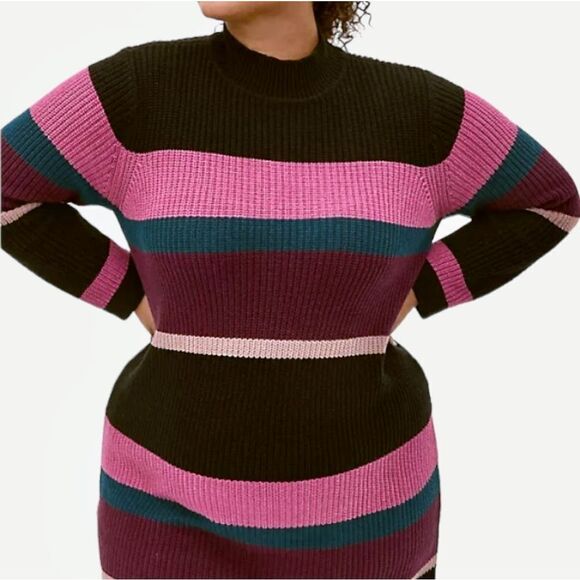 TORRID Plus Size -Multi Color Stripe Mock Neck Sweater Dress 1X - Picture 3 of 16